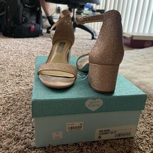 Betsey Johnson gold glitter heels